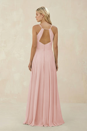Rose Petal Spaghetti Strap A-Line Chiffon Bridesmaid Dress (2) | KISSBRIDAL