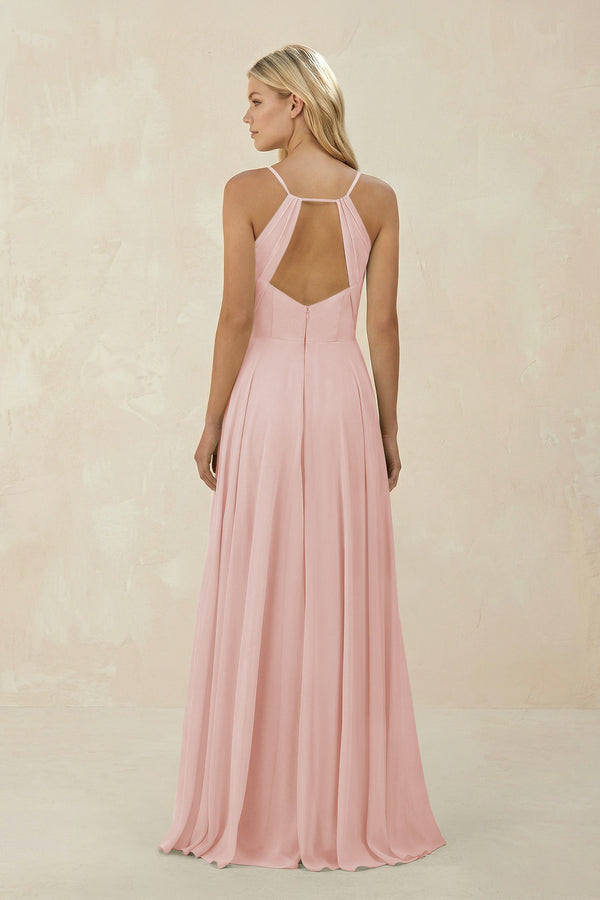 Rose Petal Spaghetti Strap A-Line Chiffon Bridesmaid Dress (2) | KISSBRIDAL