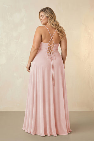 Rose Petal Spaghetti Straps Chiffon A-Line Bridesmaid Dress (2) [sizeplus] | KISSBRIDAL