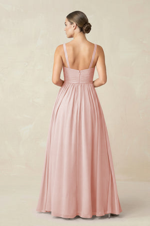 Rose Petal Sweetheart A-Line Chiffon Bridesmaid Dress with Slit in Rose Petal (2) | KISSBRIDAL