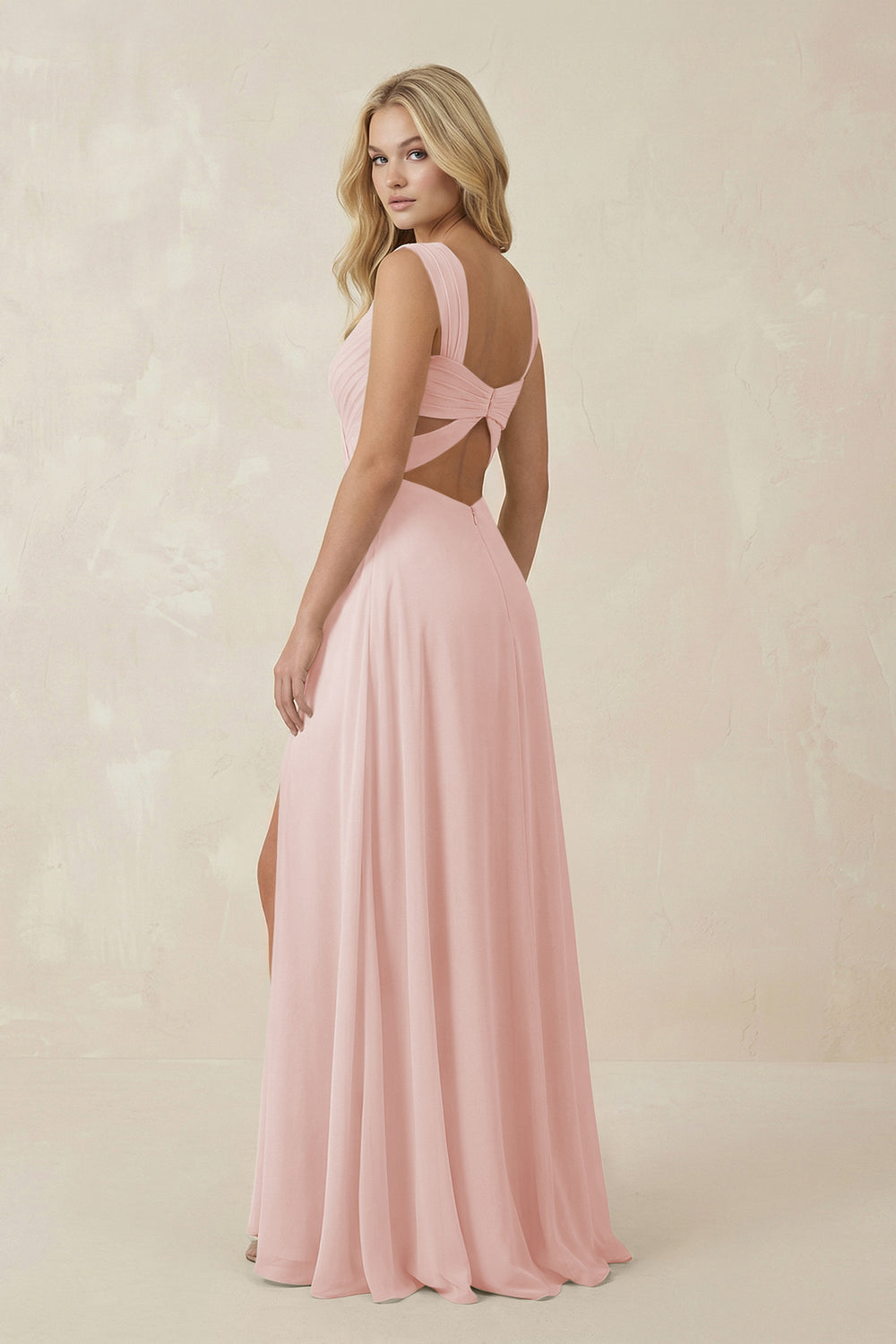 Sweetheart A-Line Chiffon Long Bridesmaid Dress in Rose Petal