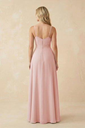 Rose Petal Sweetheart A-Line Pleated Chiffon Bridesmaid Dress (2) | KISSBRIDAL
