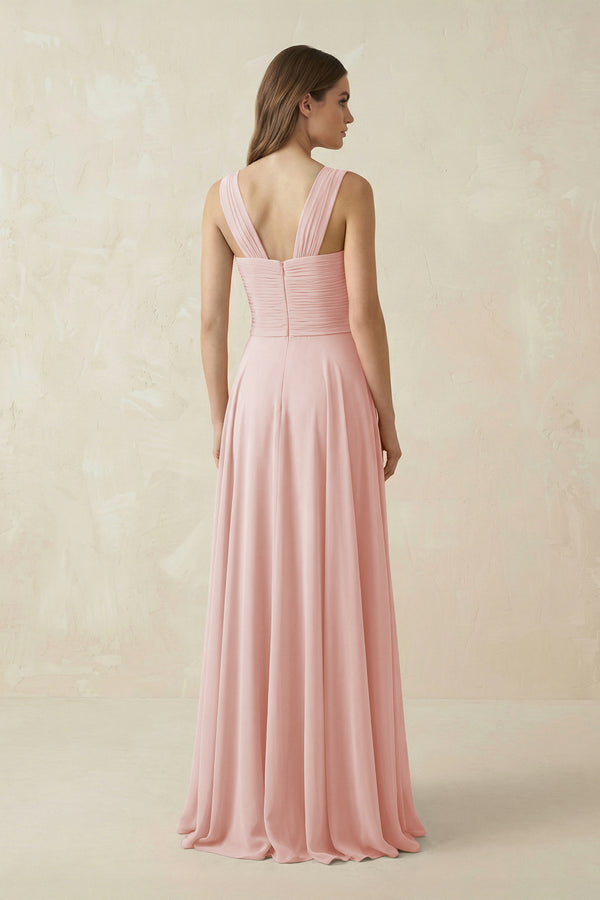 Rose Petal Sweetheart Pleated A-Line Chiffon Bridesmaid Dress (2) | KISSBRIDAL