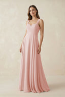 Rose Petal Sweetheart Pleated A-Line Chiffon Bridesmaid Dress | KISSBRIDAL