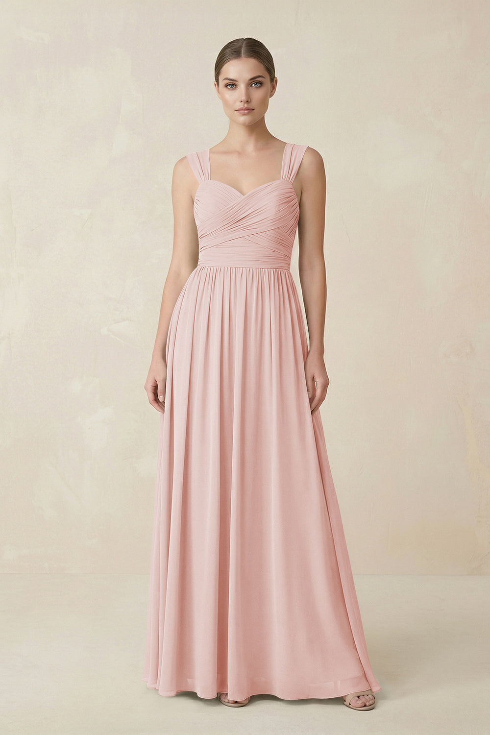 Sweetheart Pleated Chiffon A-Line Bridesmaid Dress in Rose Petal