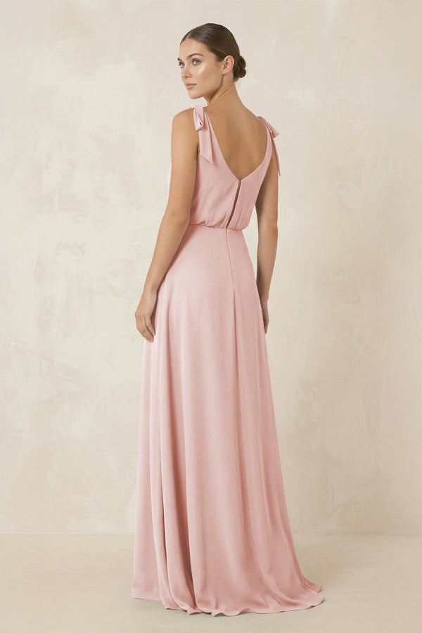 Rose Petal V-Neck A-Line Chiffon Bridesmaid Dress (2) | KISSBRIDAL