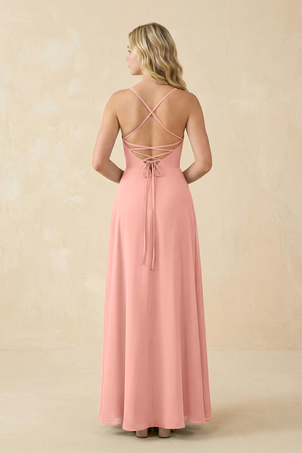 A-Line Chiffon Spaghetti Strap Bridesmaid Dress in Rosette