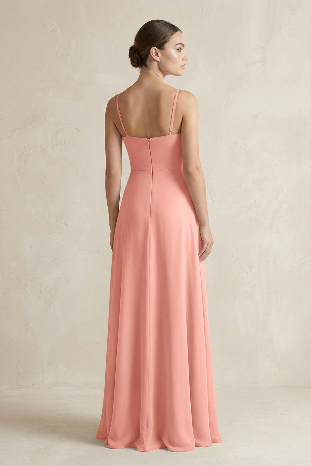 A-Line Chiffon Spaghetti Strap Bridesmaid Dress in Rosette