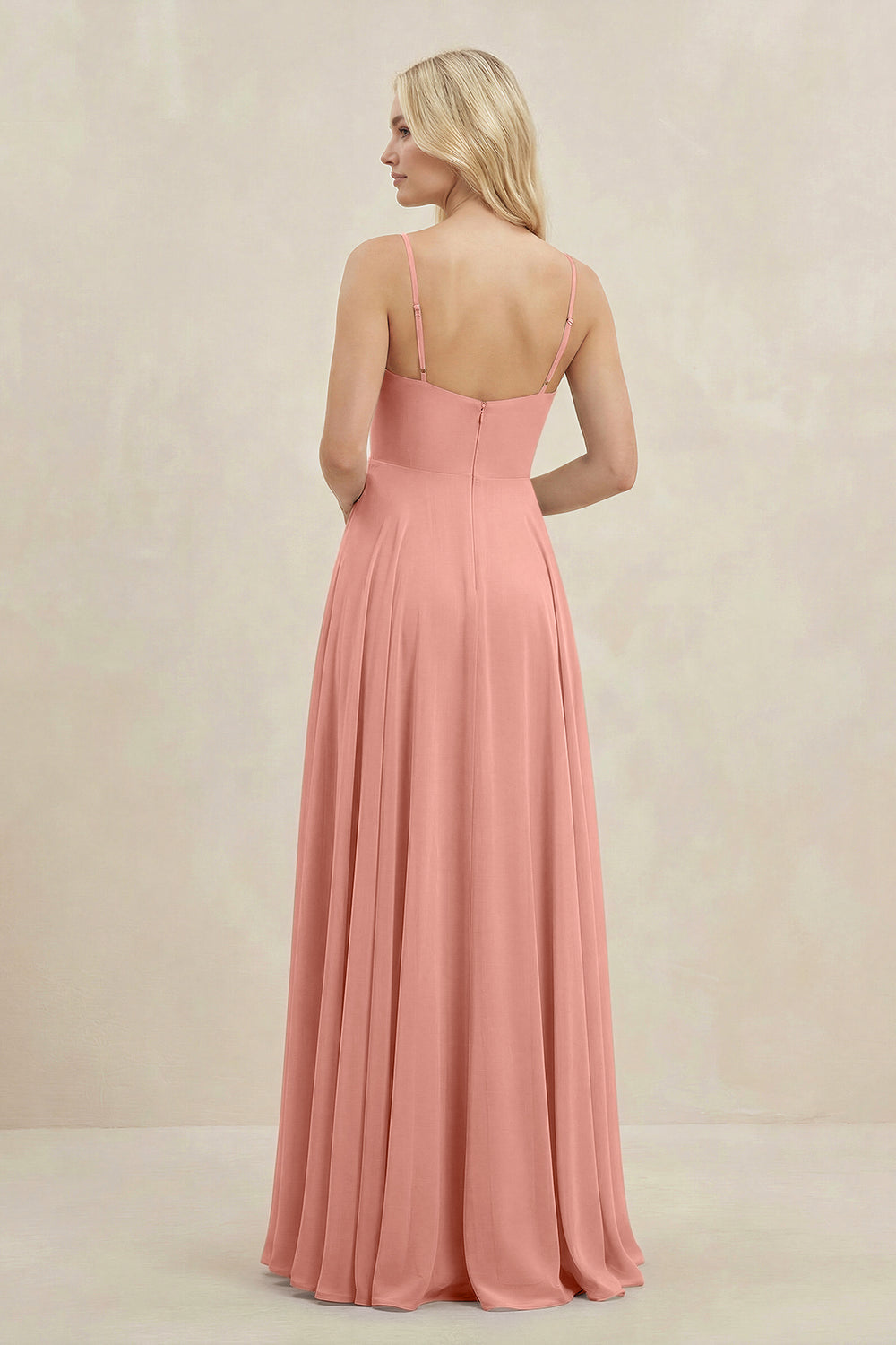 A-Line Spaghetti Strap Chiffon Bridesmaid Dress in Rosette