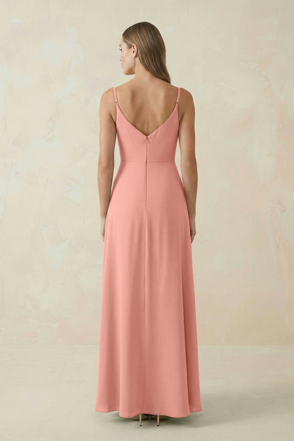 Cami Strap A-Line Chiffon Bridesmaid Dress in Rosette
