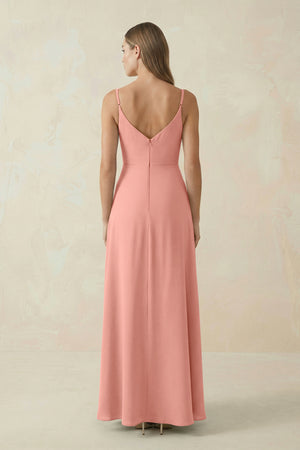 Rosette Cami Strap A-Line Chiffon Bridesmaid Dress (2) | KISSBRIDAL