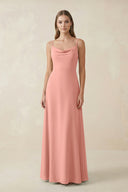 Rosette Cami Strap A-Line Chiffon Bridesmaid Dress | KISSBRIDAL