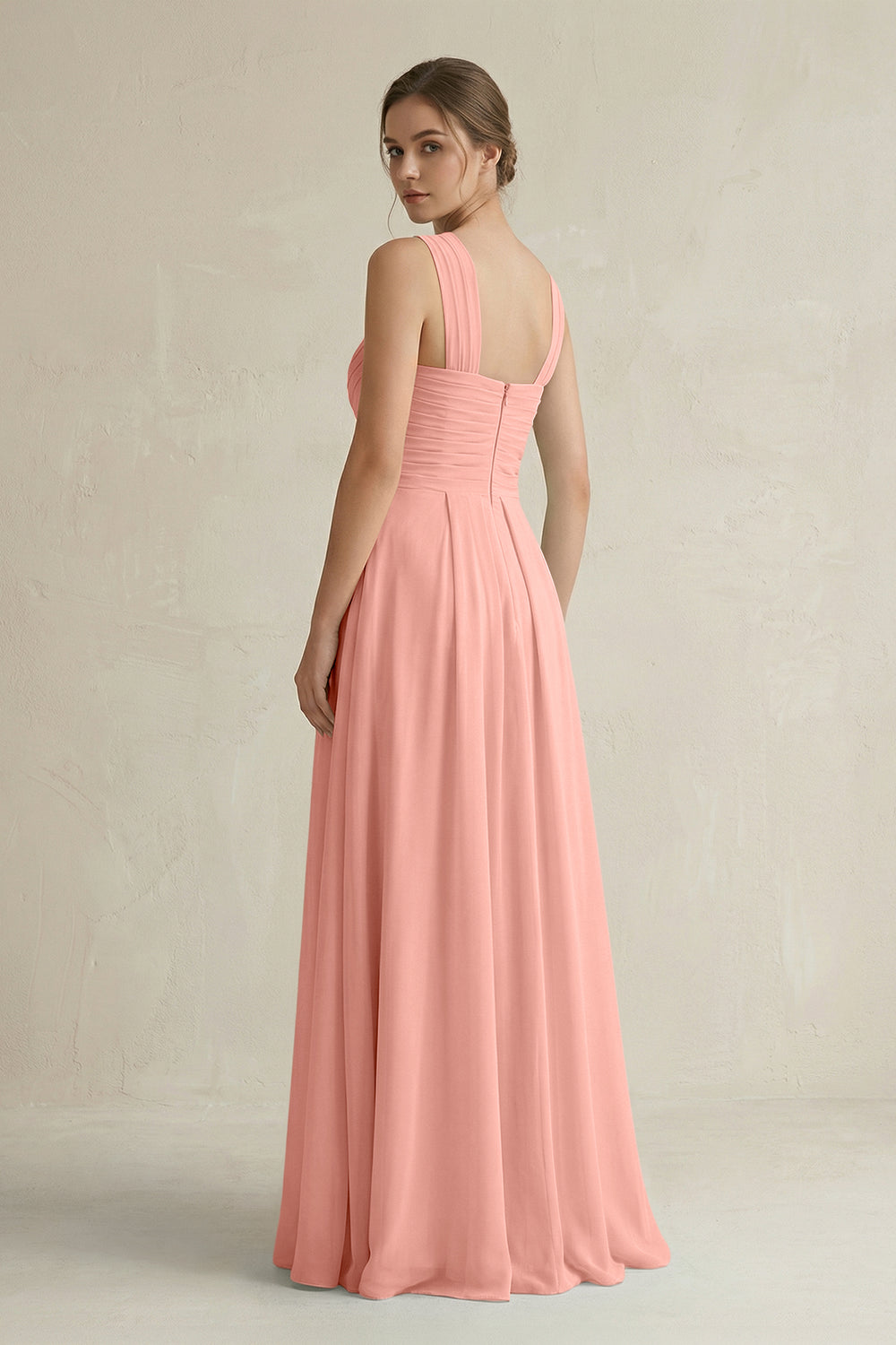 Cross Halter Chiffon A-Line Pleated Bridesmaid Dress in Rosette
