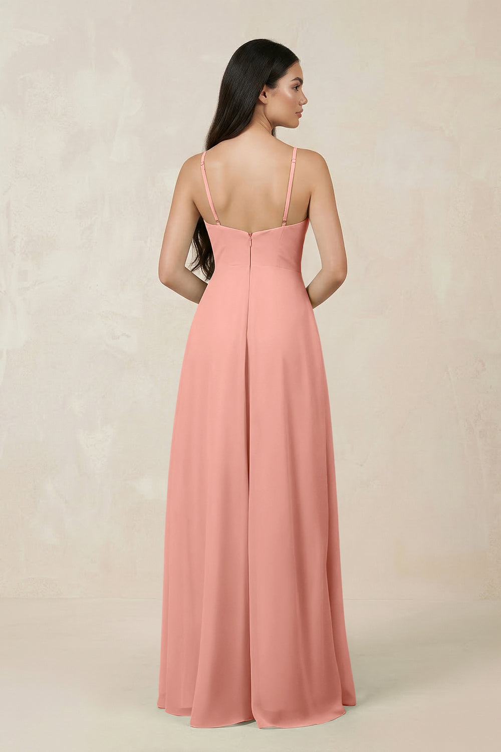 Halter Chiffon A-Line Bridesmaid Dress With Slit in Rosette