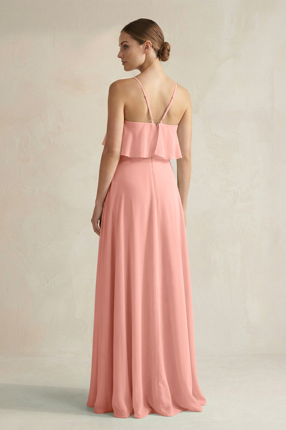 Halter Neck A-Line Chiffon Bridesmaid Dress with Keyhole in Rosette