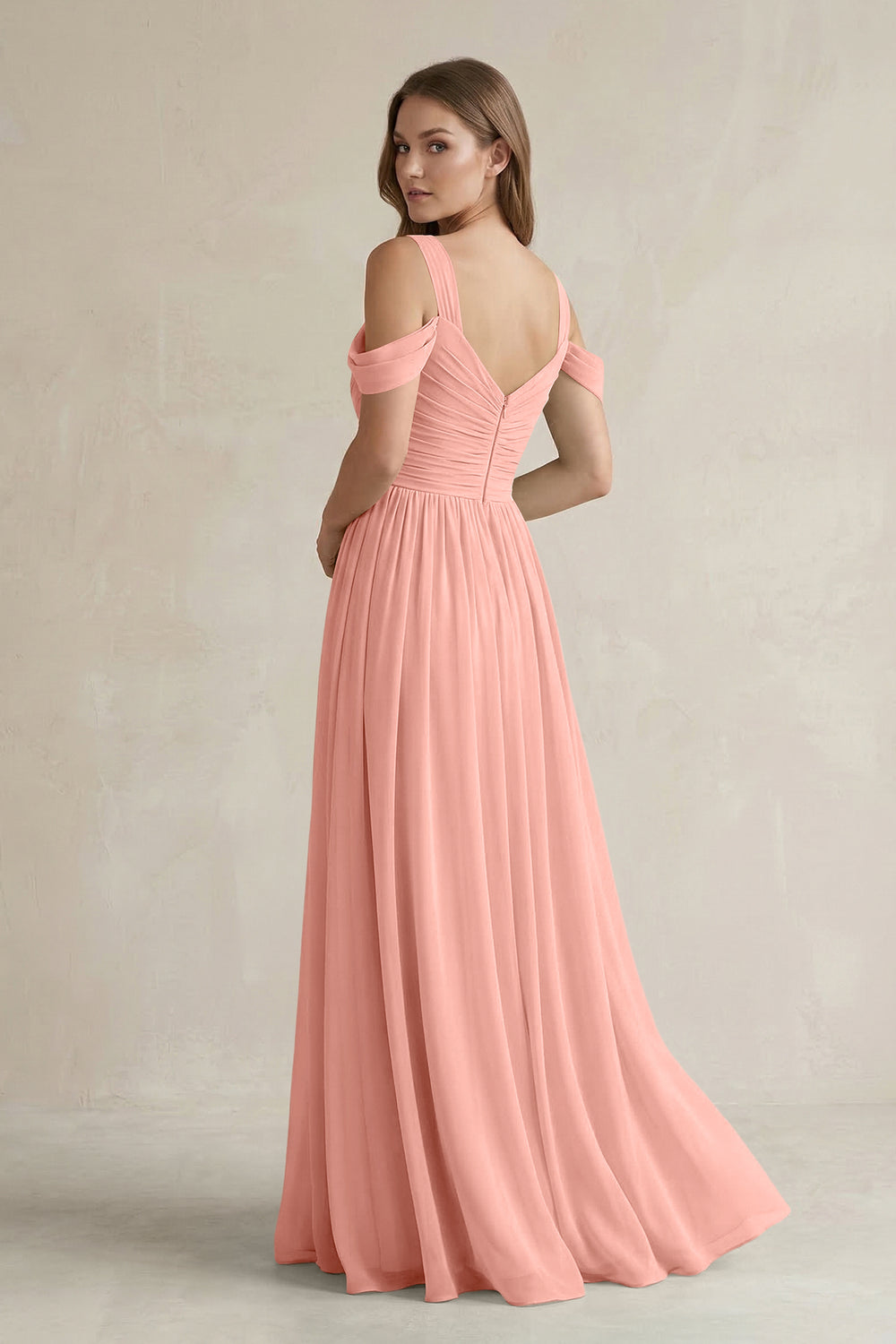Off-the-Shoulder A-Line Chiffon Bridesmaid Dress With Slit in Rosette