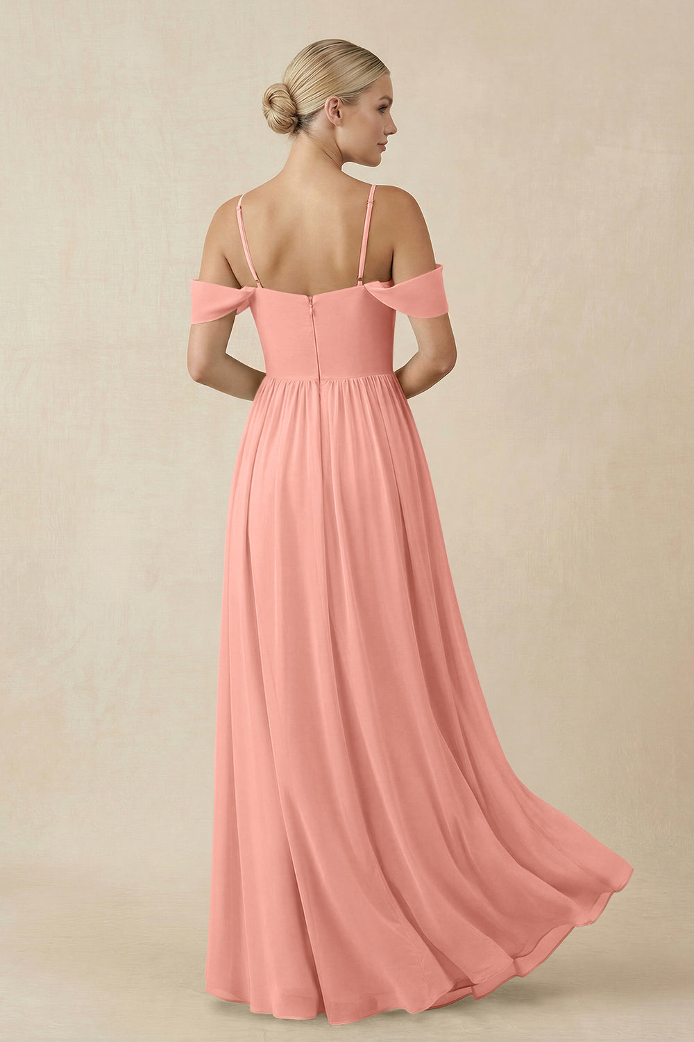 Off-the-Shoulder Sweetheart A-Line Chiffon Bridesmaid Dress in Rosette