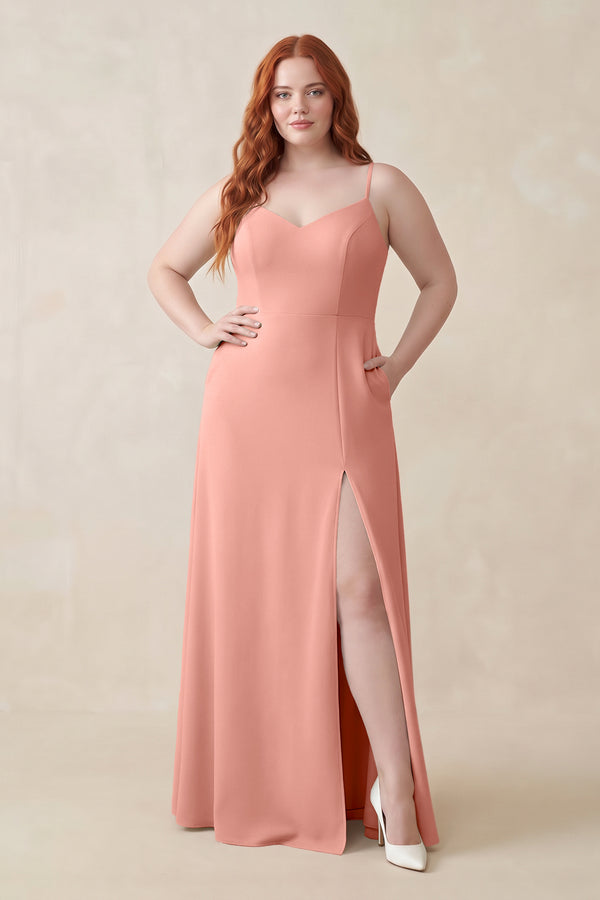 Rosette Ruched Sheath Chiffon Bridesmaid Dress | KISSBRIDAL