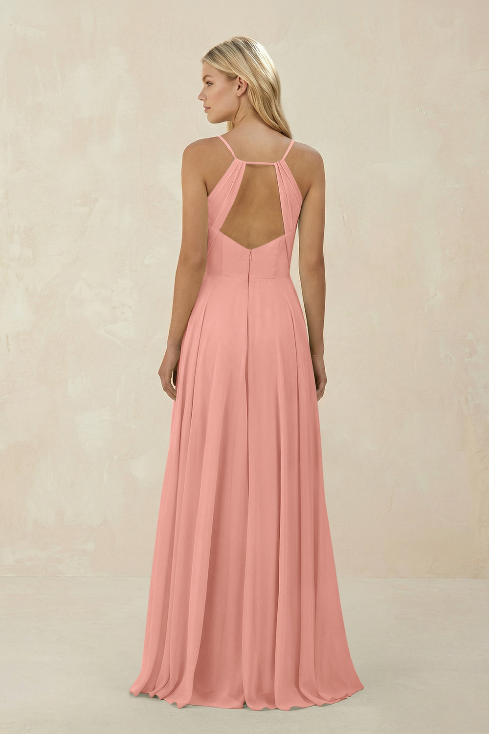 Spaghetti Strap A-Line Chiffon Bridesmaid Dress in Rosette