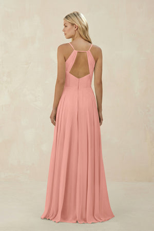 Rosette Spaghetti Strap A-Line Chiffon Bridesmaid Dress (2) | KISSBRIDAL