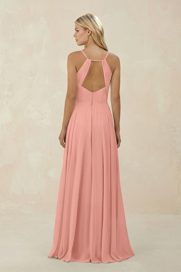 Rosette Spaghetti Strap A-Line Chiffon Bridesmaid Dress (2) | KISSBRIDAL