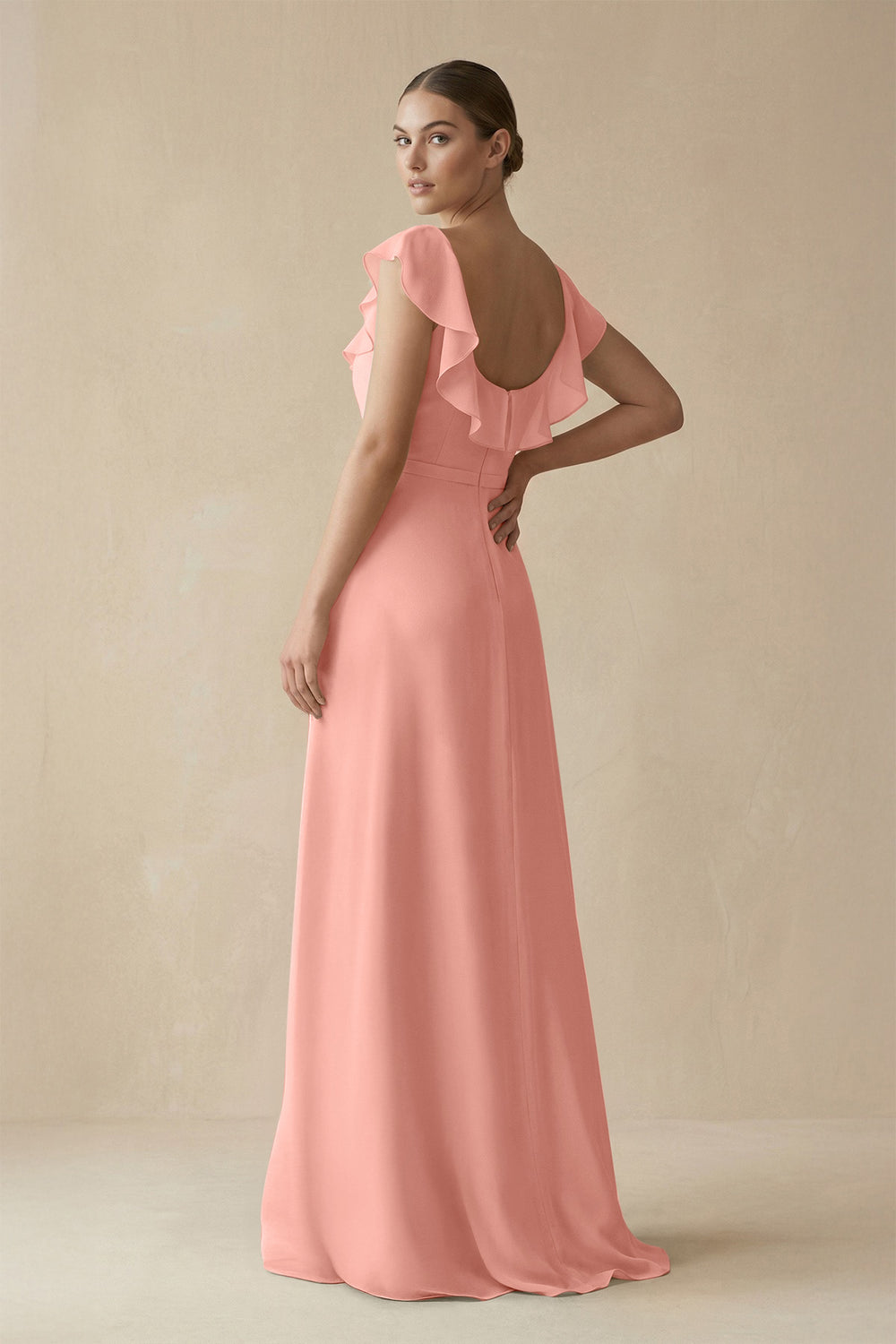 Square Neck A-Line Bridesmaid Dress with Ruffles in Rosette