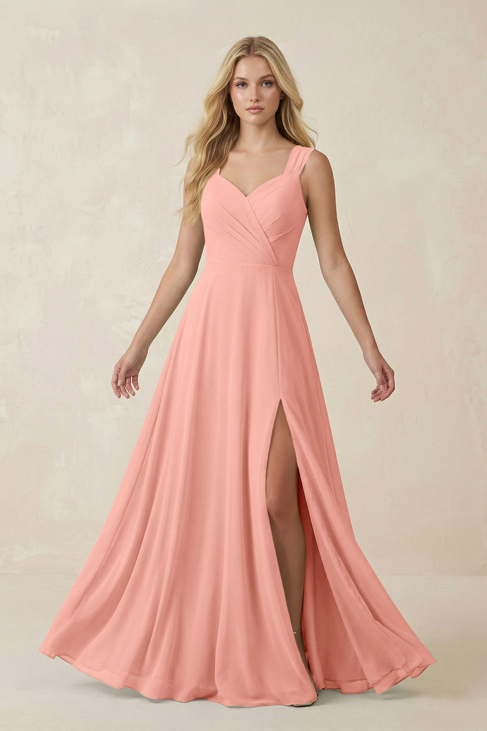Sweetheart A-Line Chiffon Long Bridesmaid Dress in Rosette
