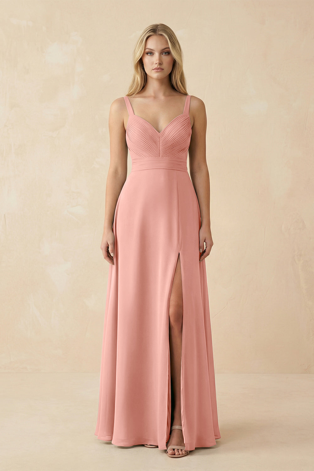 Sweetheart A-Line Pleated Chiffon Bridesmaid Dress in Rosette