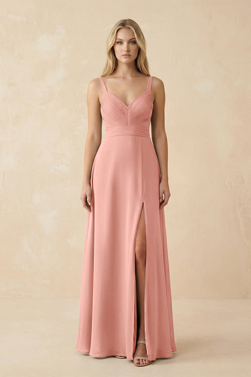 Rosette Sweetheart A-Line Pleated Chiffon Bridesmaid Dress | KISSBRIDAL
