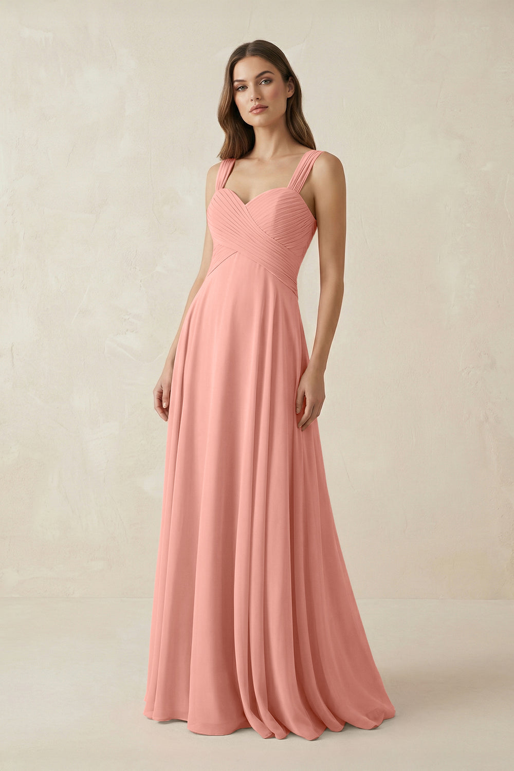 Sweetheart Pleated A-Line Chiffon Bridesmaid Dress in Rosette