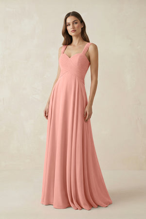 Rosette Sweetheart Pleated A-Line Chiffon Bridesmaid Dress | KISSBRIDAL