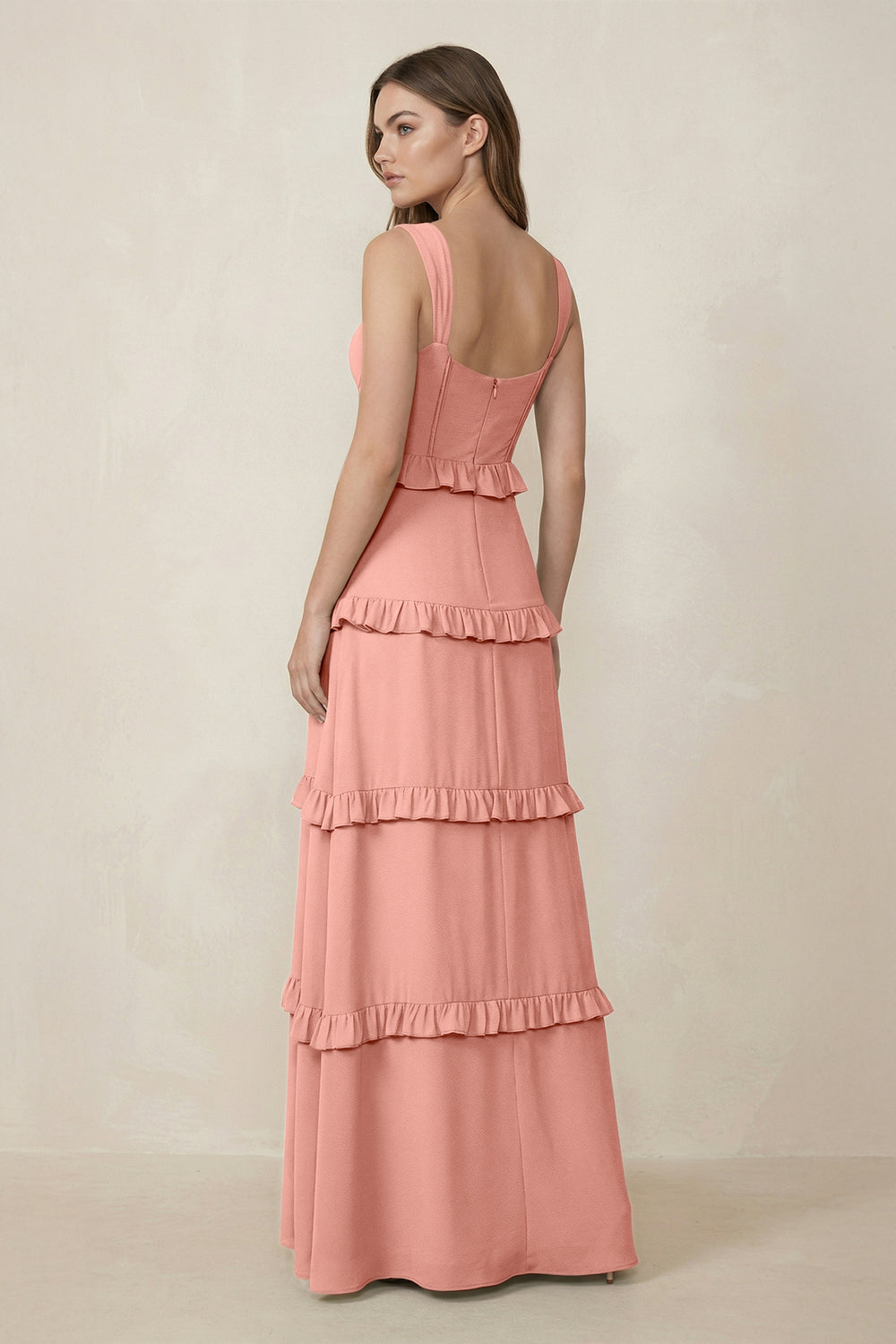 Sweetheart Tiered A-Line Chiffon Bridesmaid Dress in Rosette