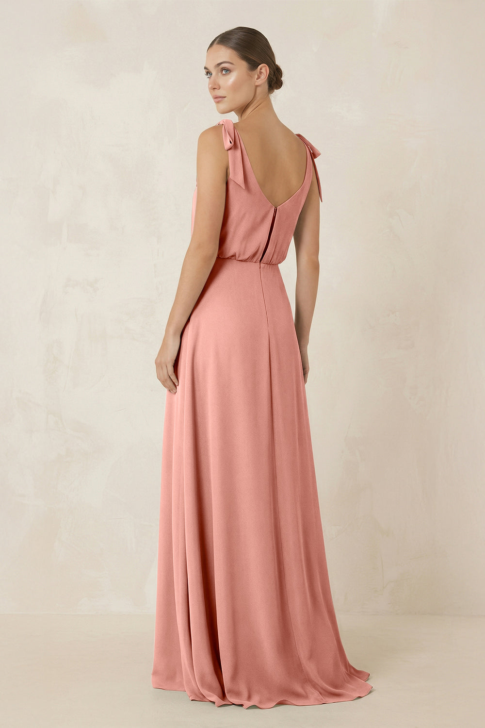 V-Neck A-Line Chiffon Bridesmaid Dress in Rosette