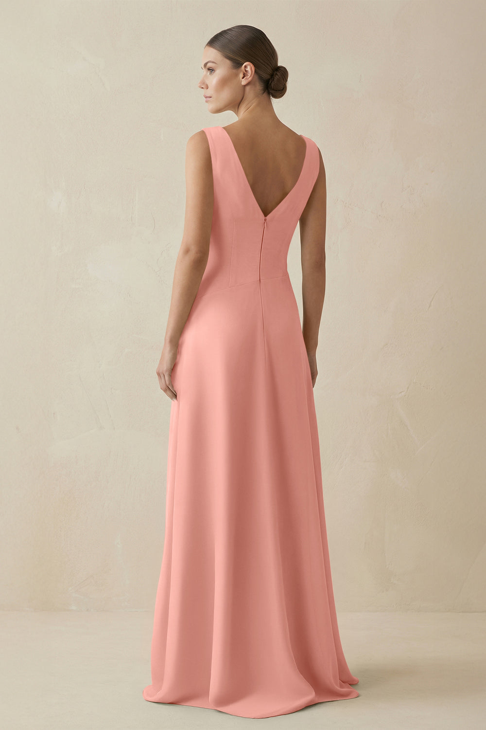 V-Neck A-Line Chiffon Ruffled Bridesmaid Dress in Rosette