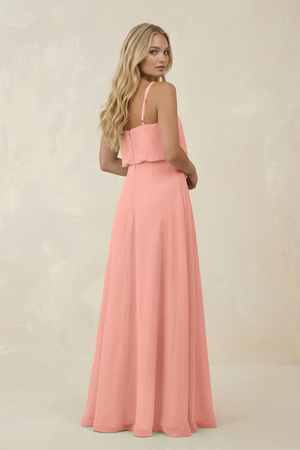 V-Neck Blouson A-Line Chiffon Bridesmaid Dress in Rosette