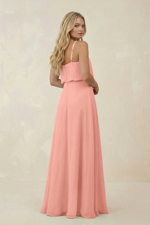Rosette V-Neck Blouson A-Line Chiffon Bridesmaid Dress (2) | KISSBRIDAL