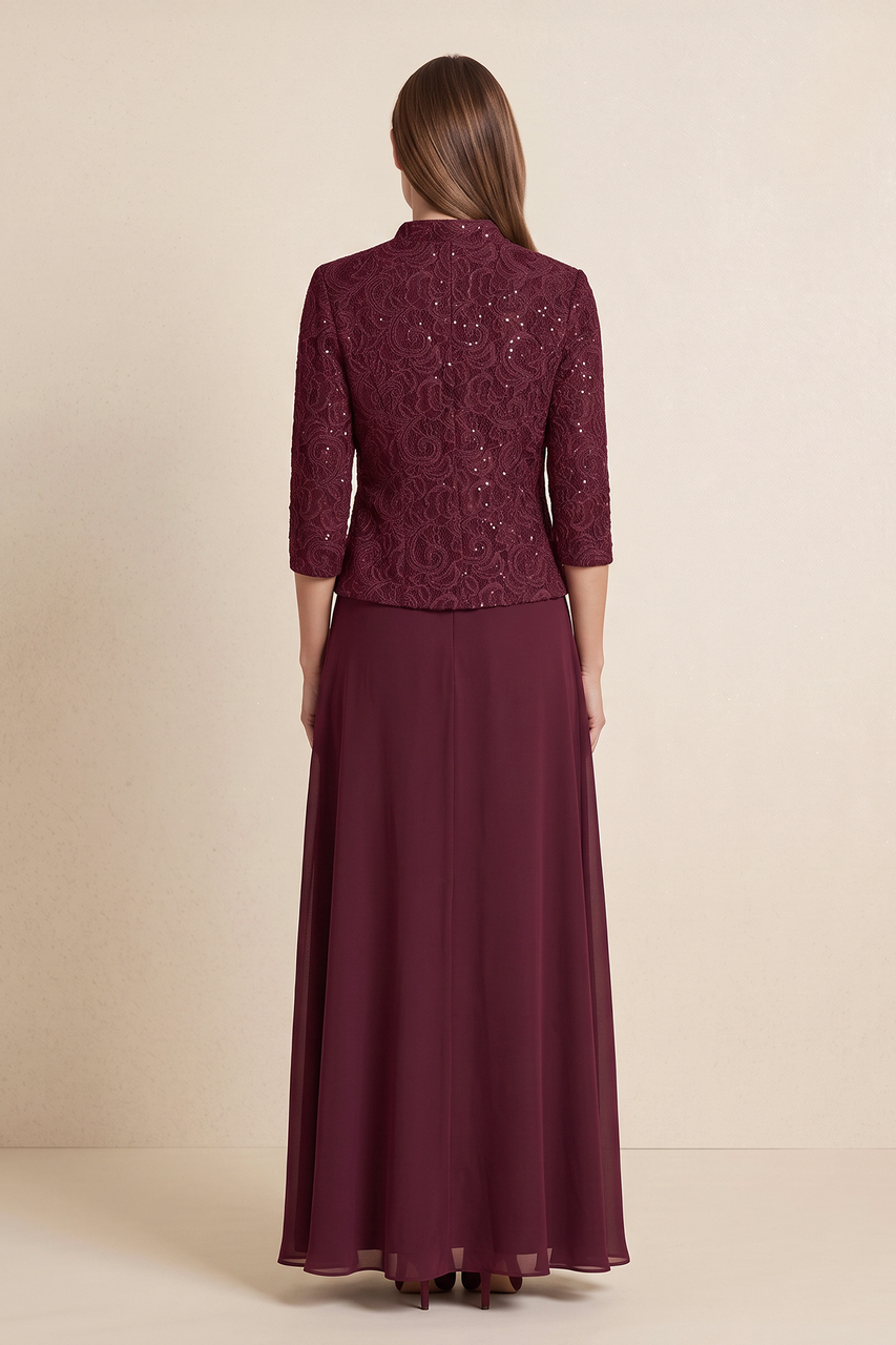Rosewood 2-Piece A-Line Chiffon Embroidered Mother of the Bride Dress
