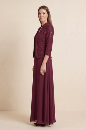 Rosewood 2-Piece A-Line Chiffon Embroidered Mother of the Bride Dress (3) | KISSBRIDAL