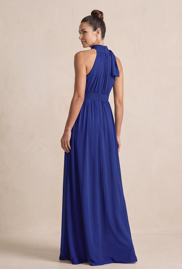 Royal Blue Chiffon Halter A-Line Mother of the Bride Dress (2) | KISSBRIDAL