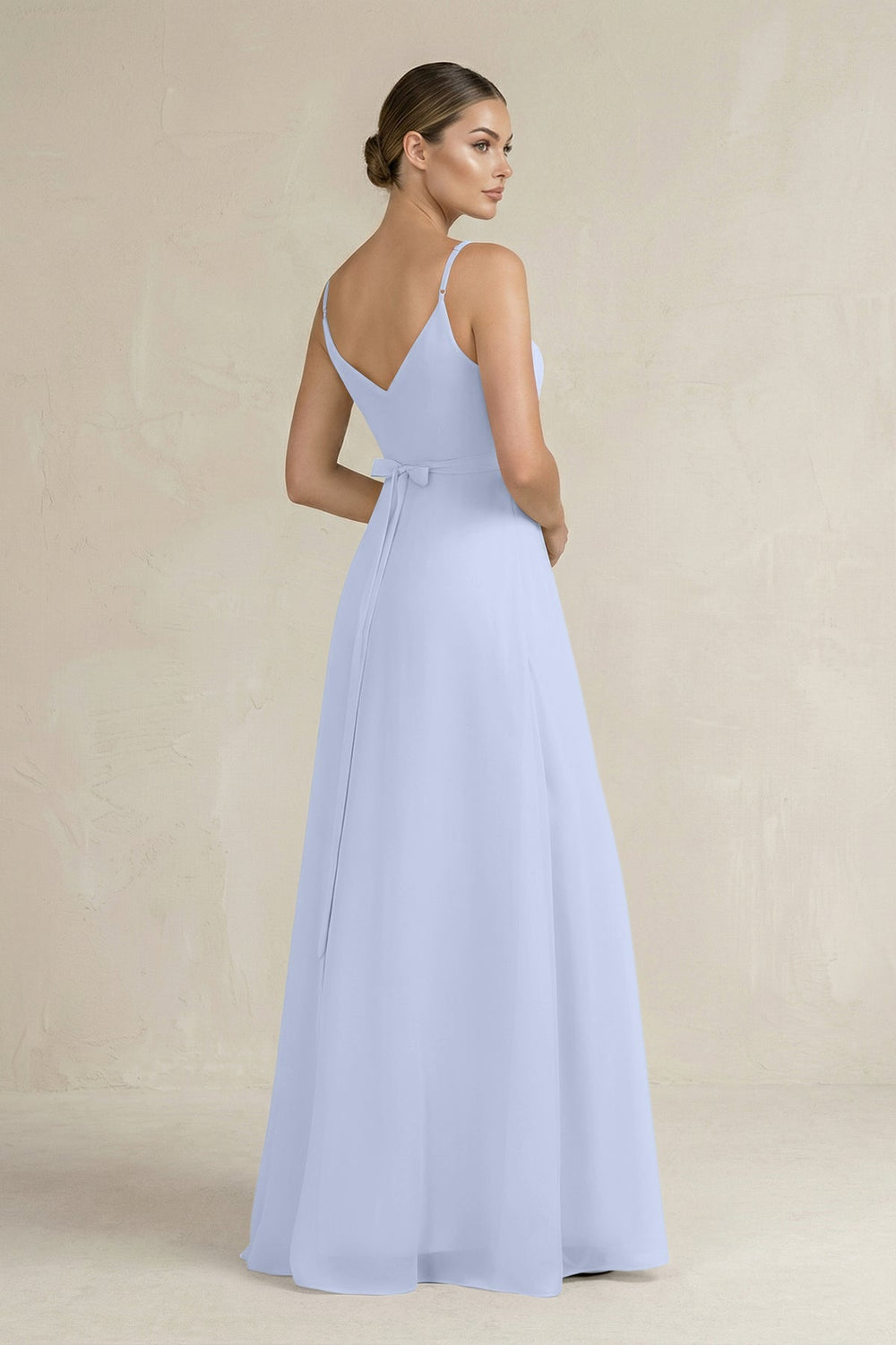 Ruched A - Line Chiffon Bridesmaid Dress with Slit in Ice - SHE IS ME Bridesmaid Dresses