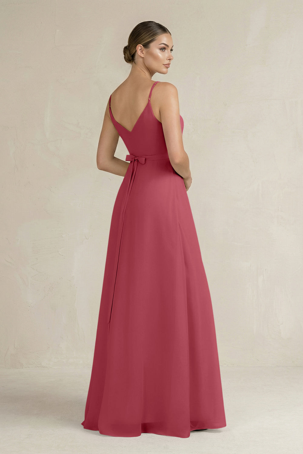 Ruched A-Line Chiffon Bridesmaid Dress with Slit in Merlot
