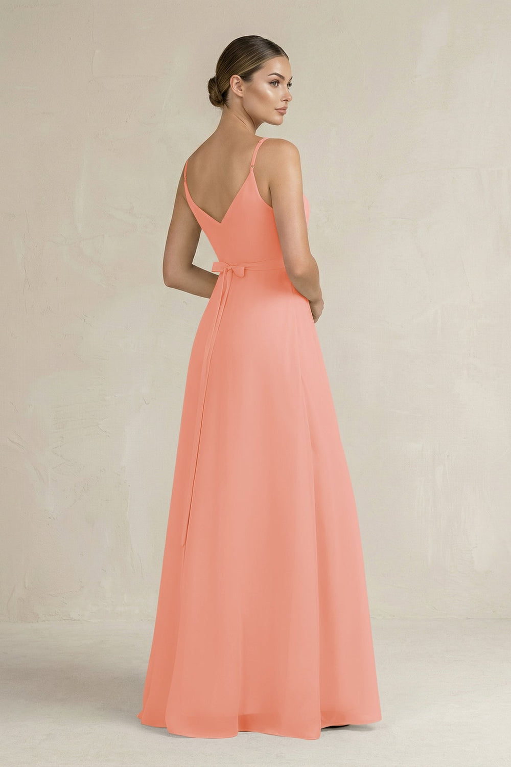 Ruched A - Line Chiffon Bridesmaid Dress with Slit in Rosette - SHE IS ME Bridesmaid Dresses