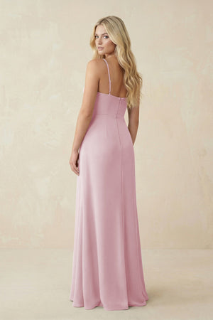 Ruched Sheath Spaghetti Strap Chiffon Bridesmaid Dress in Candy Pink - SHE IS ME BRIDESMAID DRESSES