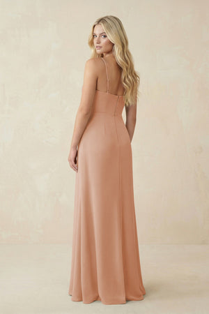 Ruched Sheath Spaghetti Strap Chiffon Bridesmaid Dress in Champagne Rose - SHE IS ME BRIDESMAID DRESSES
