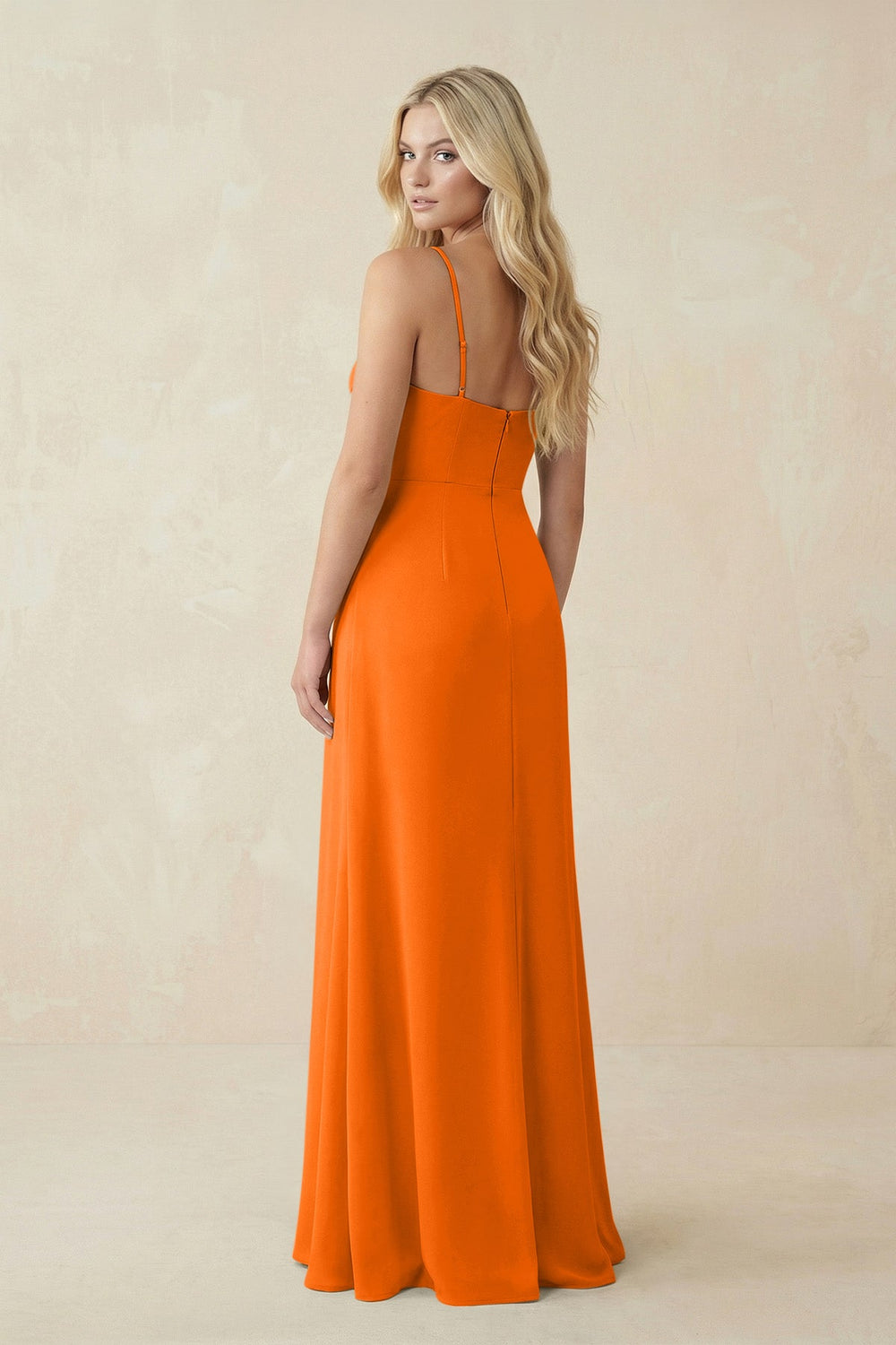 Ruched Sheath Spaghetti Strap Chiffon Bridesmaid Dress in Cinnamon - KISS BRIDAL BRIDESMAID DRESSES