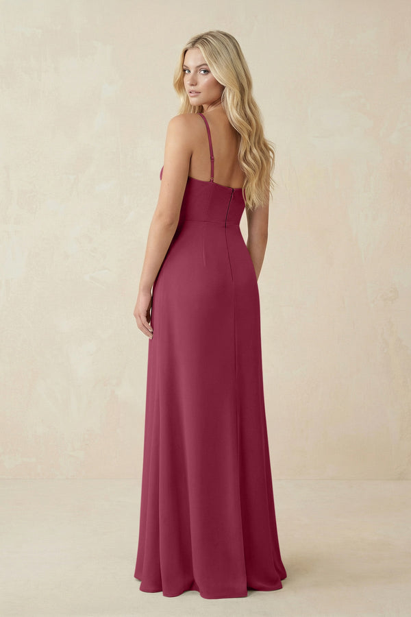 Ruched Sheath Spaghetti Strap Chiffon Bridesmaid Dress in Desert Rose - SHE IS ME BRIDESMAID DRESSES