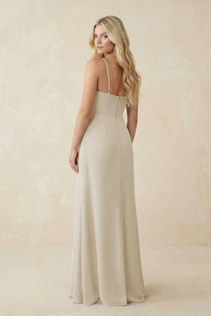 Ruched Sheath Spaghetti Strap Chiffon Bridesmaid Dress in Dove Gray - SHE IS ME BRIDESMAID DRESSES