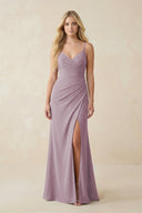 Ruched Sheath Spaghetti Strap Chiffon Bridesmaid Dress in Dusk - SHE IS ME BRIDESMAID DRESSES