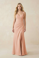 Ruched Sheath Spaghetti Strap Chiffon Bridesmaid Dress in English Rose - SHE IS ME BRIDESMAID DRESSES