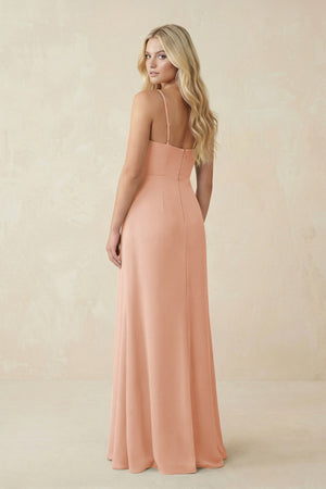 Ruched Sheath Spaghetti Strap Chiffon Bridesmaid Dress in English Rose - SHE IS ME BRIDESMAID DRESSES